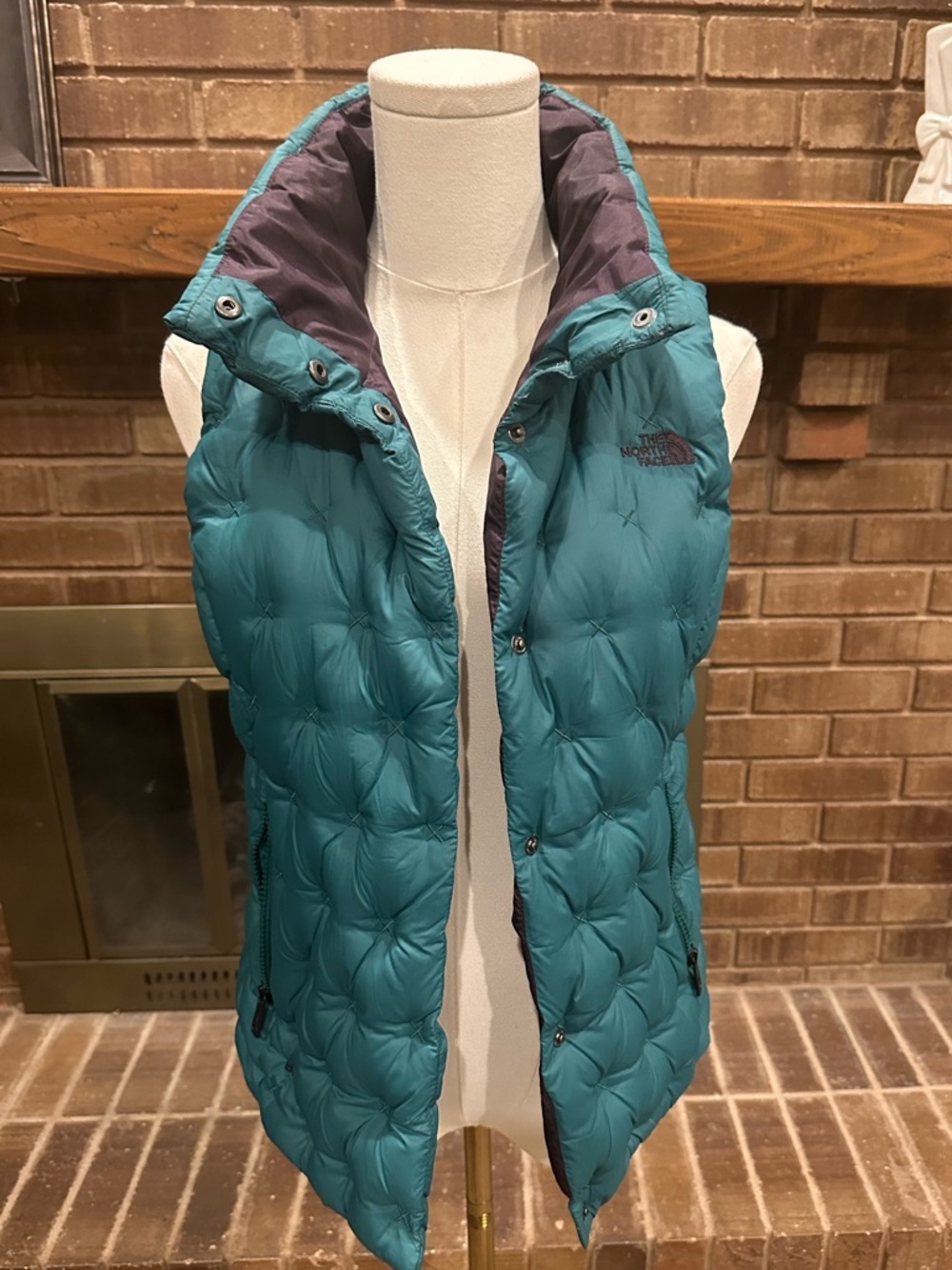 The North Face Holladown Crop Puffer Vest • Teal/Plum • Goose Down S Gorpcore